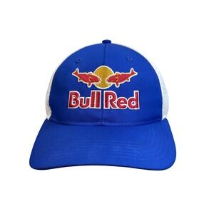 Bull Red Hat Cap Strap Back Blue White Trucker Mesh Fishing Embroidered Mens